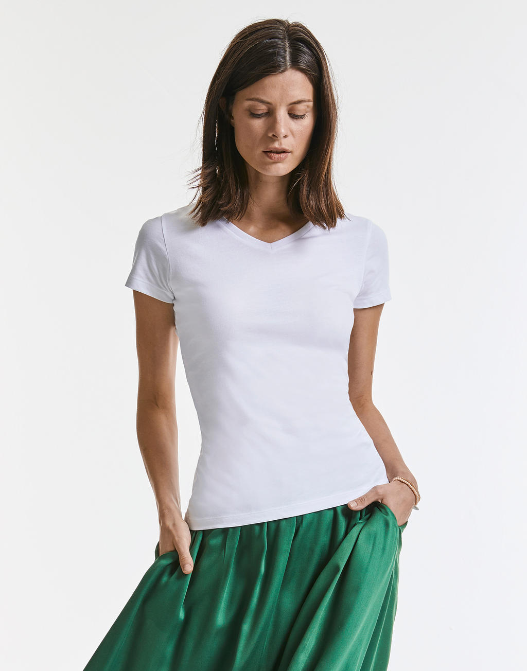  Ladies Pure Organic V-Neck Tee in Farbe White